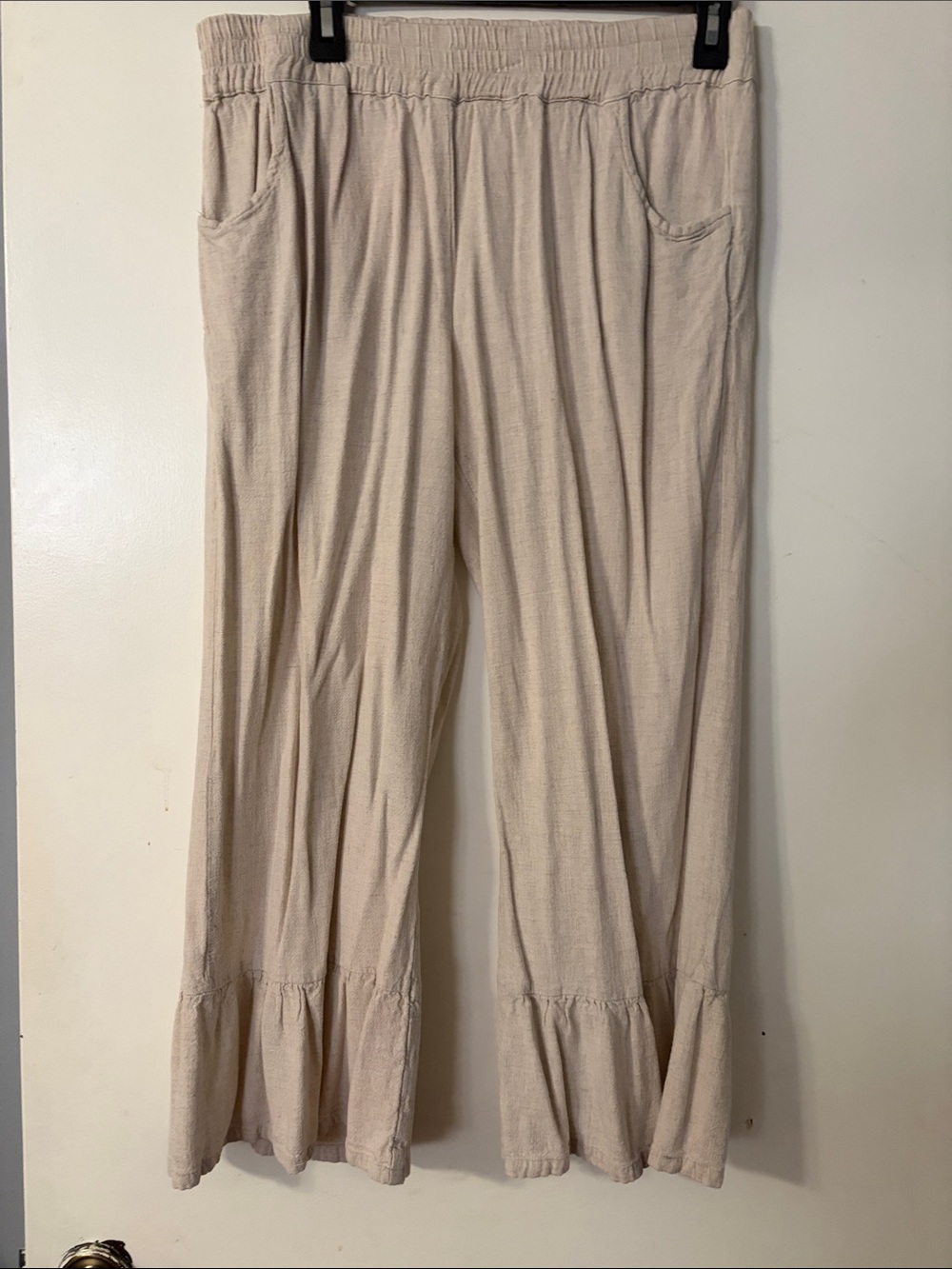 Umgee Natural Cream Drawstring Linen-Blend Pants - Picture 3 of 3